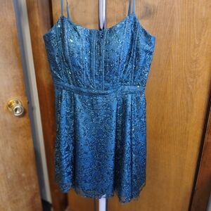 Blondie Nites Teal Sequin Dress